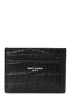 Classic Logo Crocodile Card Wallet Black - SAINT LAURENT - BALAAN 2