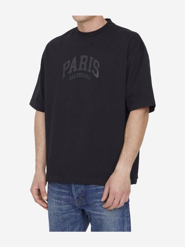 Cities Paris Logo Medium Short Sleeve T-Shirt Black - BALENCIAGA - BALAAN 8