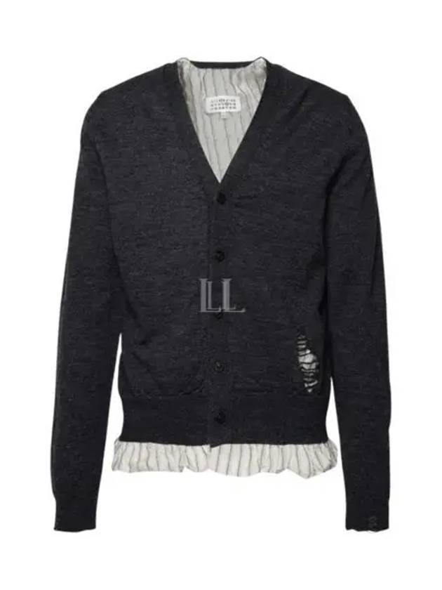 Men's Distressed Cardigan Dark Grey - MAISON MARGIELA - BALAAN 2