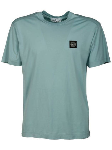 Logo Patch Short Sleeve T-Shirt Light Blue - STONE ISLAND - BALAAN 1