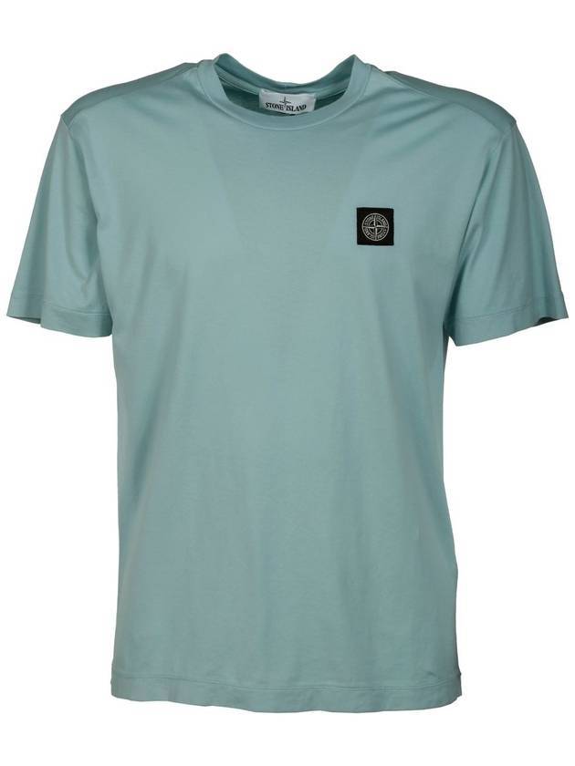 Logo Patch Short Sleeve T-Shirt Light Blue - STONE ISLAND - BALAAN 1