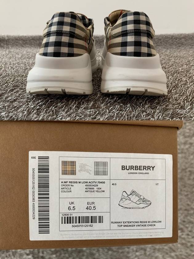 Check Velcro Cotton Canvas Sneakers 6 5 255 - BURBERRY - BALAAN 5