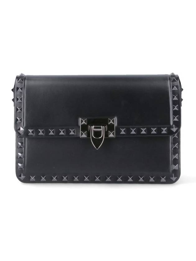 Rockstud Leather Shoulder Bag Black - VALENTINO - BALAAN 2