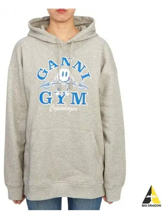 Gym Logo Oversized Hoodie Grey - GANNI - BALAAN 2