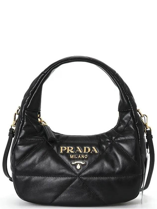 Nappa Leather Mini Bag with Topstitching Black - PRADA - BALAAN 2