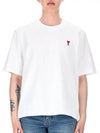 Small Heart Logo Boxy Fit Short Sleeve T-Shirt White - AMI - BALAAN 2