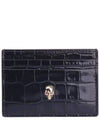 Skull Crocodile Leather Card Wallet Black - ALEXANDER MCQUEEN - BALAAN 2