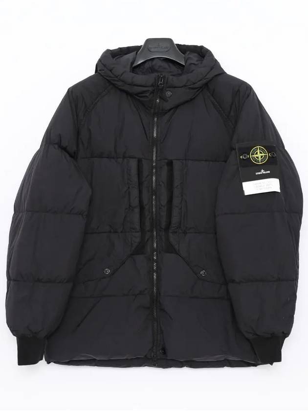 Garment Dyed Crinkle Reps Recycled Nylon Hoodie Padding Black - STONE ISLAND - BALAAN 2