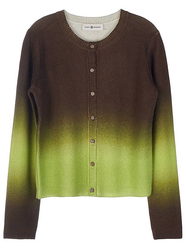 Deep Dye Cashmere Two-tone Cardigan Brown Dawn - TORY BURCH - BALAAN.