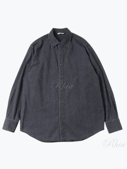 Selvedge Super Light Denim Long Sleeve Shirt Washed Black - AURALEE - BALAAN 2