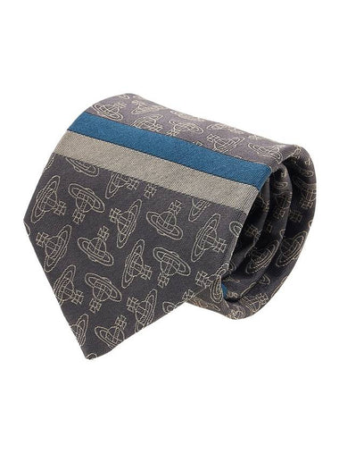 All Over Logo Silk Jacquard Tie Grey - VIVIENNE WESTWOOD - BALAAN 1