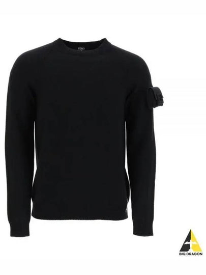 Men's Baguette Sleeve Wool Knit Top Black - FENDI - BALAAN 2