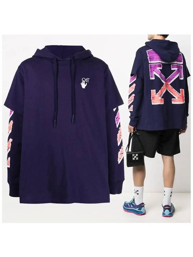 Marker Arrow Layered Hoodie Purple - OFF WHITE - BALAAN 3