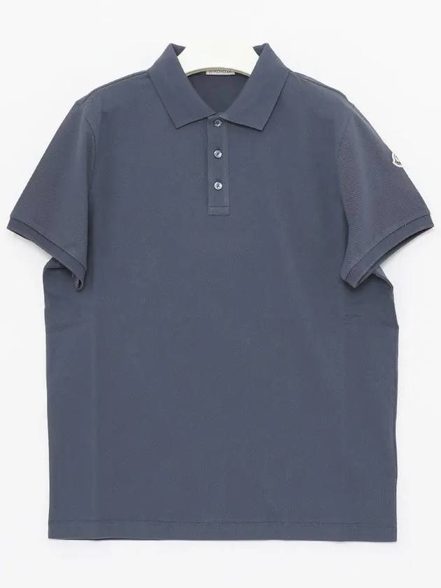 Men's Arm Logo Short Sleeve Polo Shirt Blue - MONCLER - BALAAN 2