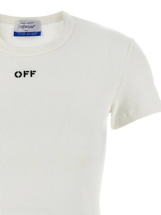 White Black Cotton Blend T-Shirt OWAA065C99JER0050110 B0561000566 - OFF WHITE - BALAAN 4