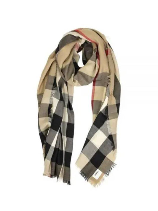 Lightweight Check Cashmere Scarf Beige - BURBERRY - BALAAN 2