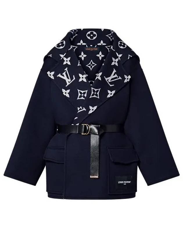 Flap Pocket Hooded Single Coat Navy - LOUIS VUITTON - BALAAN 2