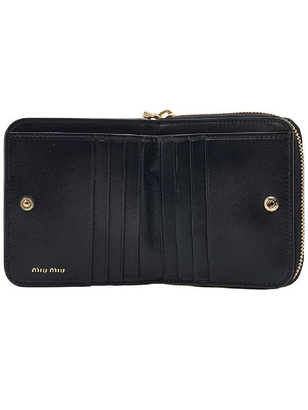 Matelasse Logo Zip Around Half Wallet Black - MIU MIU - BALAAN 6