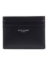 Smooth Leather Classic Logo Card Wallet Black - SAINT LAURENT - BALAAN 2