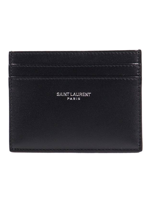 Smooth Leather Classic Logo Card Wallet Black - SAINT LAURENT - BALAAN 2