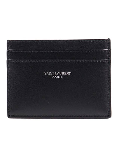 Smooth Leather Classic Logo Card Wallet Black - SAINT LAURENT - BALAAN 2