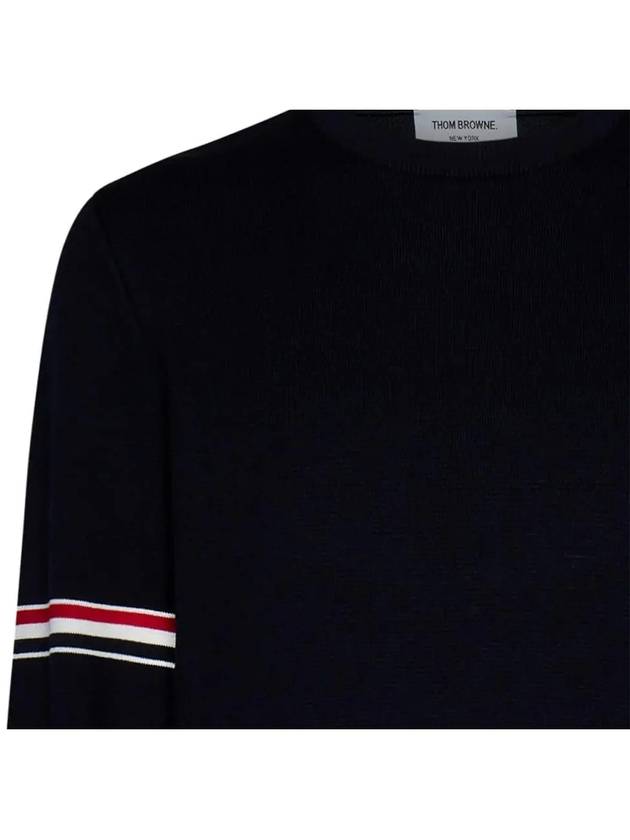 Men's Milan Stitch Armband Crew Neck Knit Top Navy - THOM BROWNE - BALAAN 6