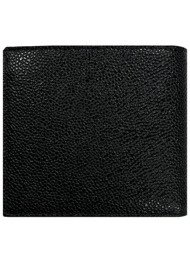 Pebble Grain Leather Debossed 4 Bar Billfold Half Wallet Black - THOM BROWNE - BALAAN 8