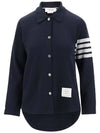 Double Face 4 Bar A-line Knit Long Sleeve Shirt Jacket Navy - THOM BROWNE - BALAAN 2