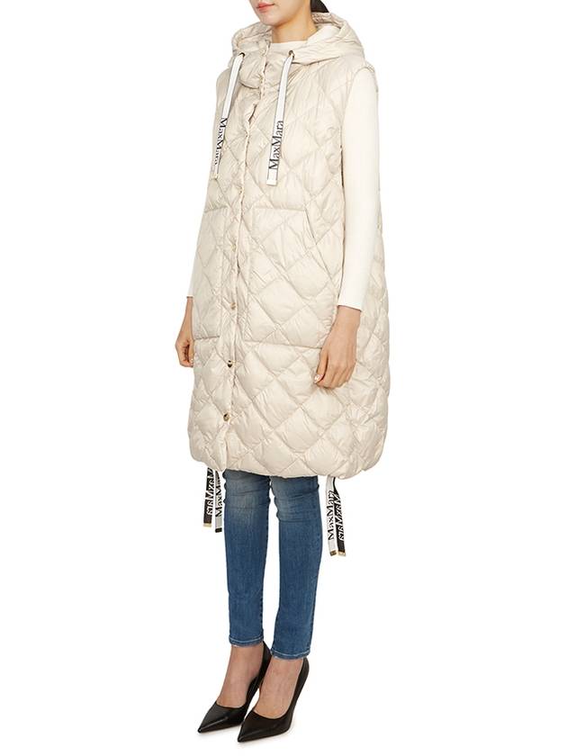 Sisoft Double-Sided Drawstring Hooded Padded Long Vest Ivory - MAX MARA - BALAAN 5