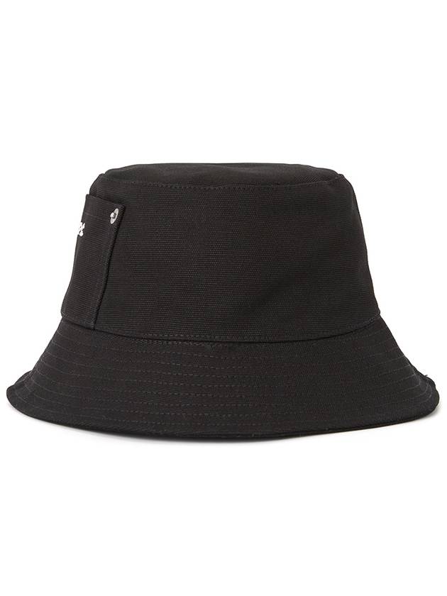 Thais Embroidered Logo Pocket Cotton Canvas Bucket Hat Black - A.P.C. - BALAAN 4