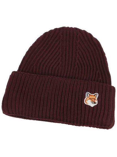 Fox Head Patch Ribbed Beanie Wine Lees - MAISON KITSUNE - BALAAN 2