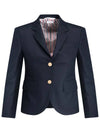 Women's Twill Slim Fit Single Breasted Wool Jacket Navy - THOM BROWNE - BALAAN 1