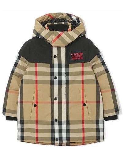 Kids Check Pattern Hooded Padding Beige - BURBERRY - BALAAN 2