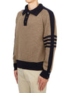 4-Bar Wool Polo Knit Top Navy Brown - THOM BROWNE - BALAAN 3