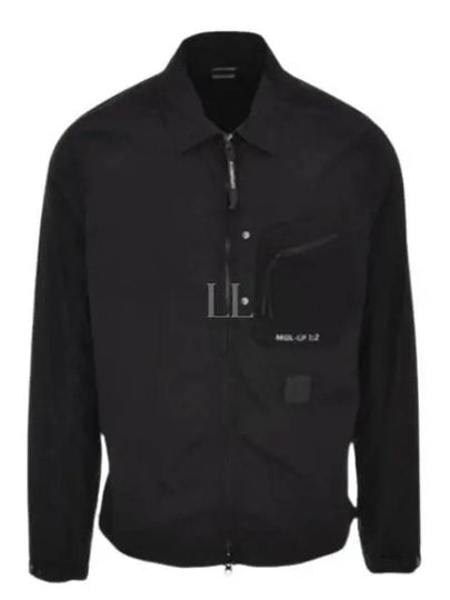 Flatt Nylon Logo Patch Zip Up Long Sleeve Shirt Black - CP COMPANY - BALAAN 2