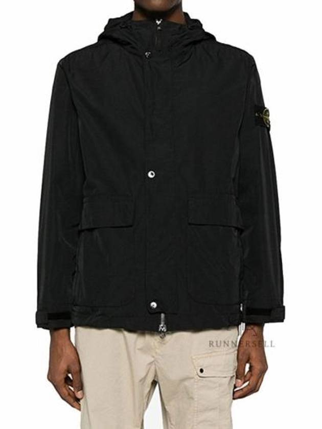 Logo Patch Hooded Jacket Black - STONE ISLAND - BALAAN 2