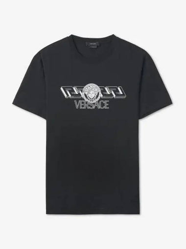 La Greca Logo T Shirt Black 10084611B000 - VERSACE - BALAAN 1