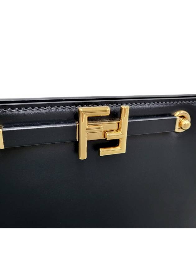 8BT349 Black leather gold logo decorated touch shoulder bag - FENDI - BALAAN 7