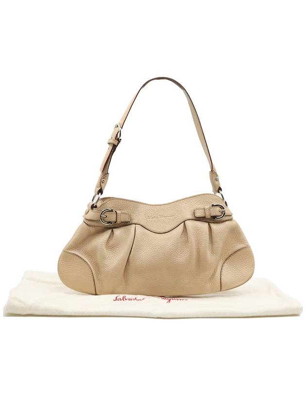 Women s Ferragamo 21 5839 Beige Calfskin Silver Clad Gancini Hobo Shoulder Bag gt Gangbuk used luxury goods - SALVATORE FERRAGAMO - BALAAN 3