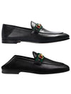 Women's Web Horsebit Leather Loafers Black - GUCCI - BALAAN.