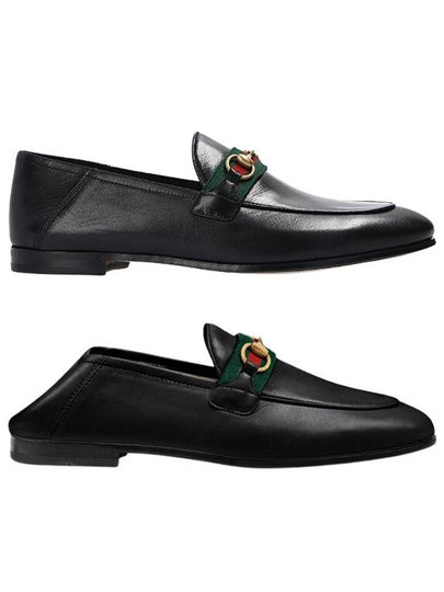 Women's Web Horsebit Leather Loafers Black - GUCCI - BALAAN 2