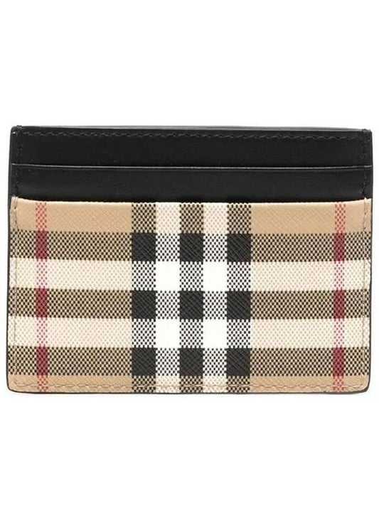 Sandon Check Single Card Wallet Beige - BURBERRY - BALAAN 2