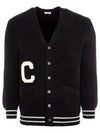 Black PARIS Patch Long College Cardigan 2AD0P830I 38EC - CELINE - BALAAN 2