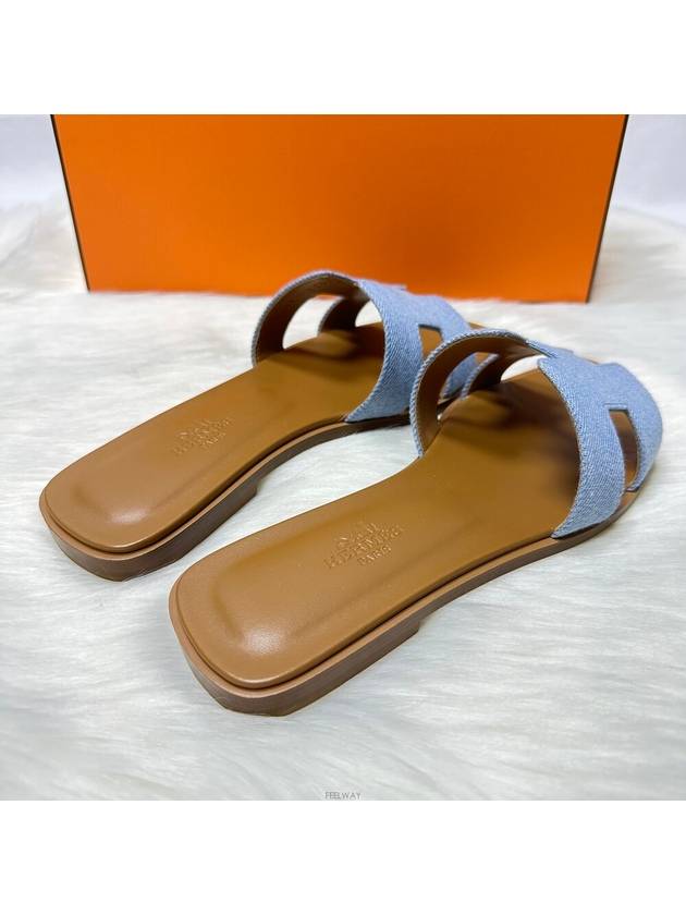 Oran Denim Women Sandals Slippers - HERMES - BALAAN 3