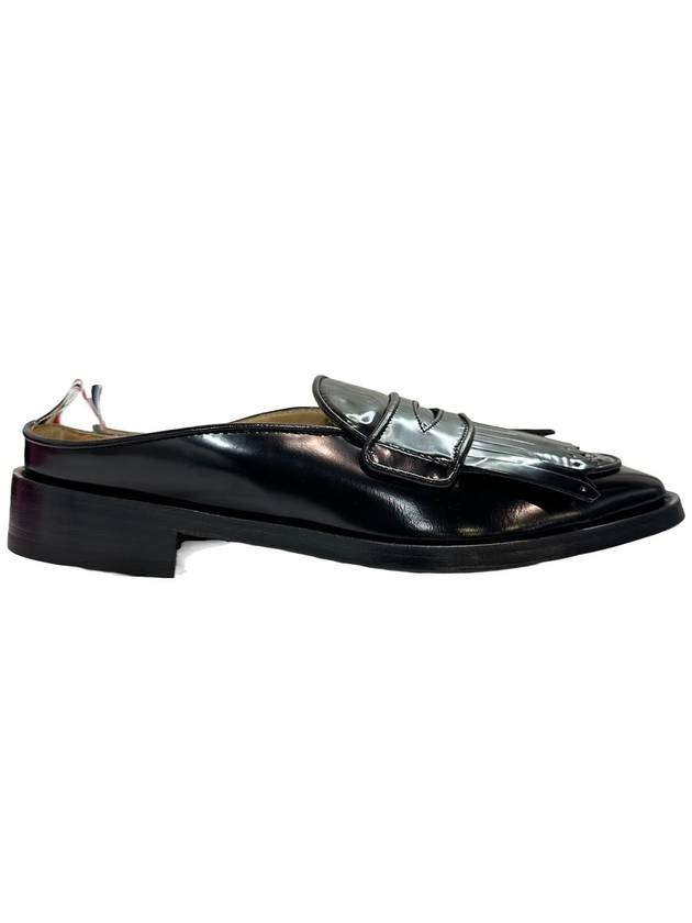 Men's Kilt Varsity Patent Penny Mule Loafers Black - THOM BROWNE - BALAAN.