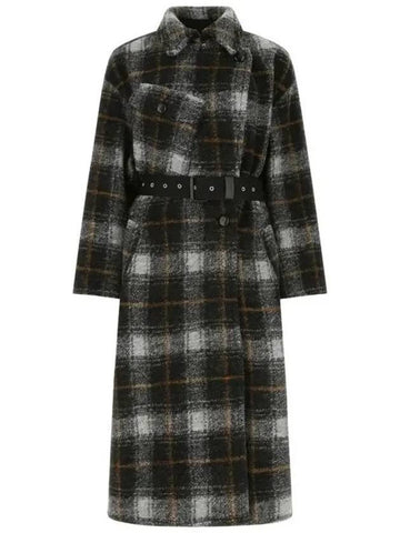 LAURIE Doublebreasted check coat charcoal MA1221 22A012E 02AN - ISABEL MARANT - BALAAN 1