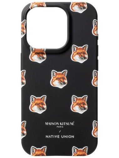 Fox Head iPhone 15 Pro Phone Case Black - MAISON KITSUNE - BALAAN 1