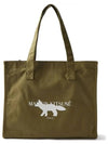 Maison Kitsune Logo Print Cotton Canvas Top Handle Tote Bag Green - MAISON KITSUNE - BALAAN 1