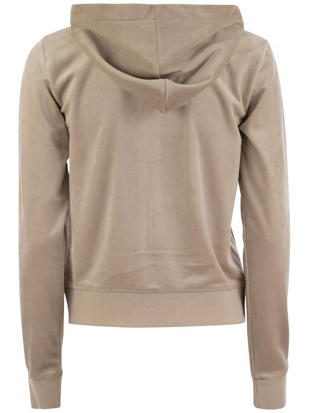 Velvet hooded zip up beige - JUICY COUTURE - BALAAN 3