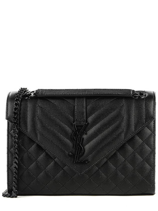 Monogram Envelope Medium Shoulder Bag Black - SAINT LAURENT - BALAAN.